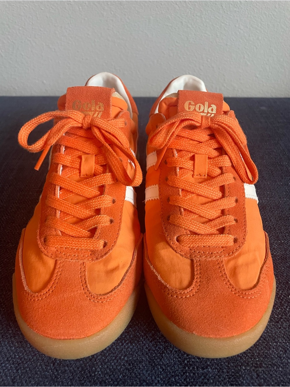 Gola Orange Suede & Canvas Sneakers with White Stripe
